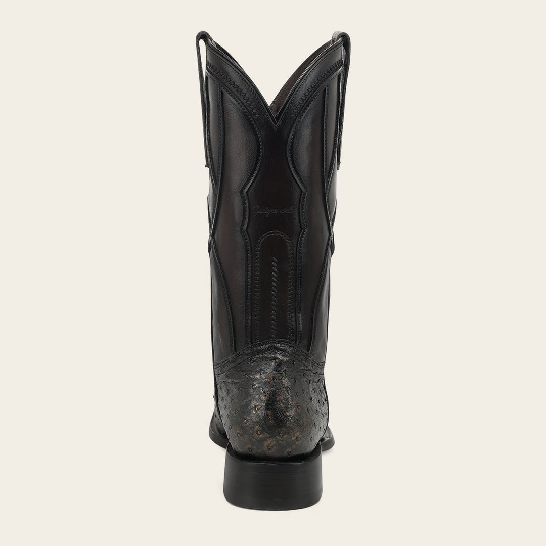 Bota de rodeo en piel genuina de avestruz para caballero