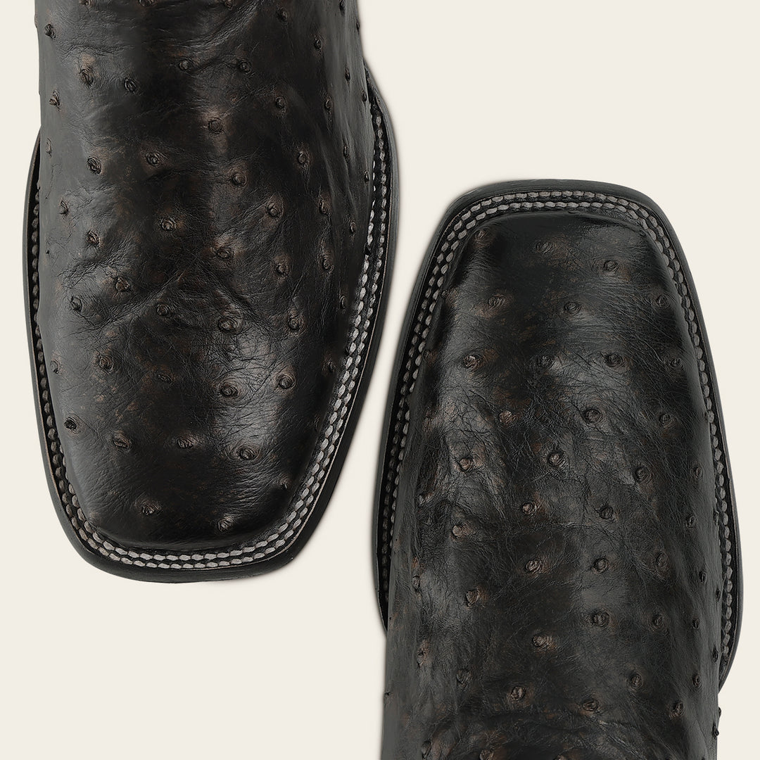 Bota de rodeo en piel genuina de avestruz para caballero
