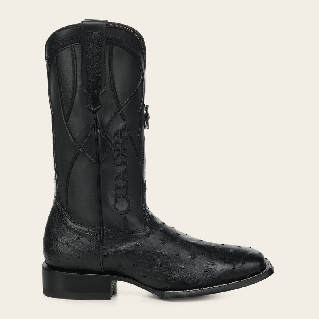 Bota de rodeo en piel genuina de avestruz para caballero