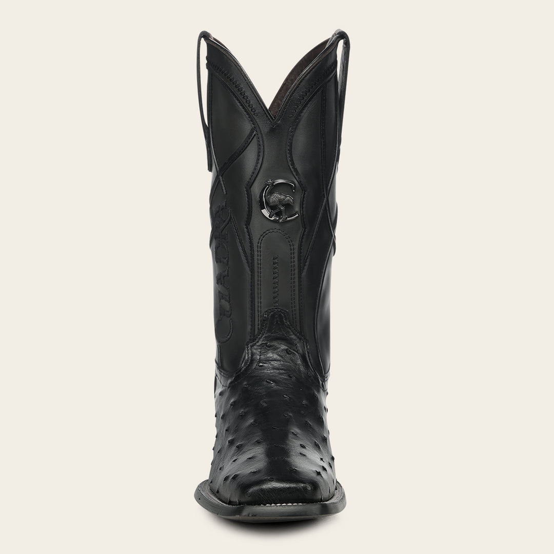 Bota de rodeo en piel genuina de avestruz para caballero
