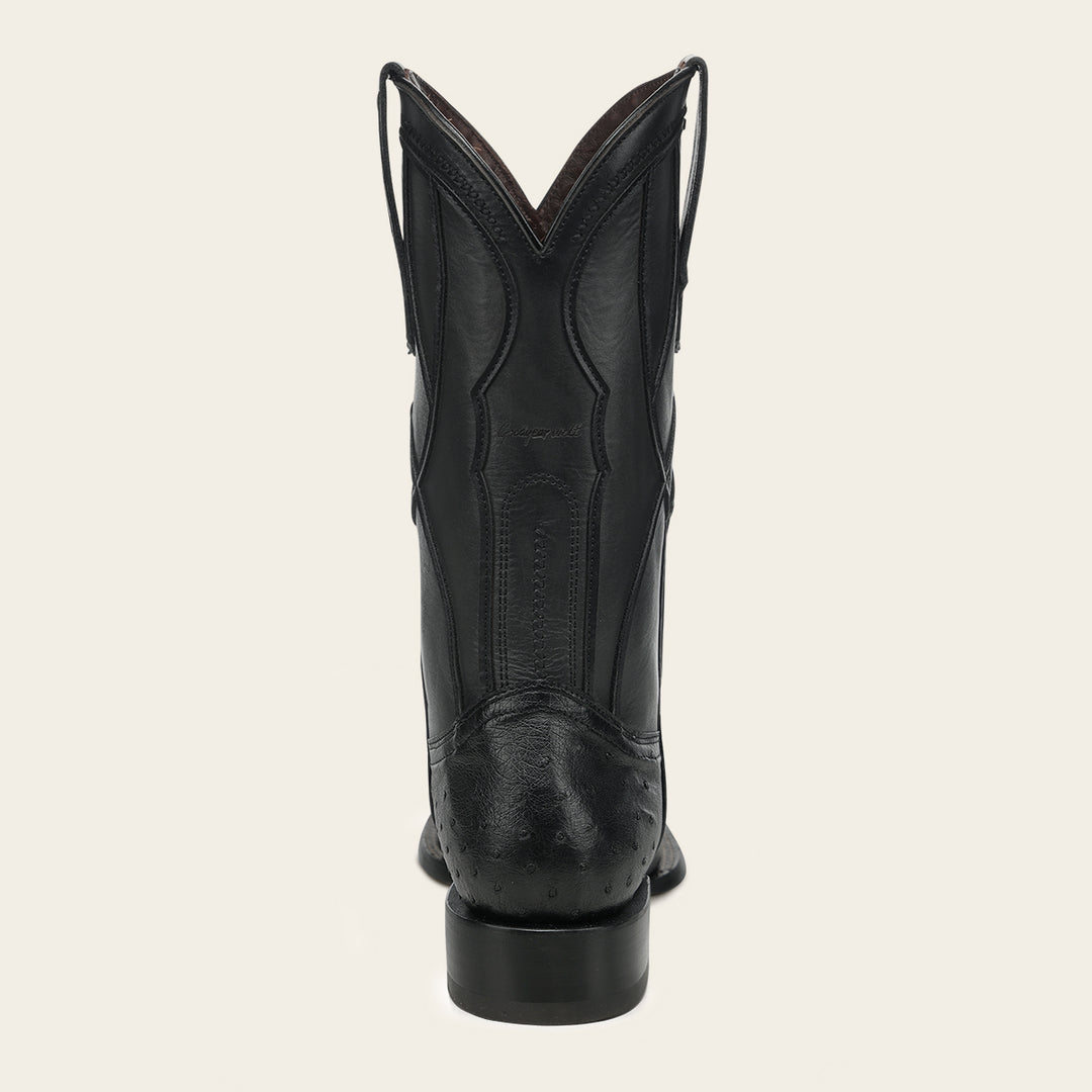 Bota de rodeo en piel genuina de avestruz para caballero