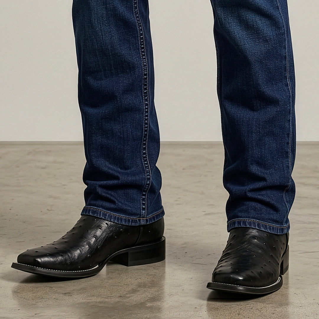 Bota de rodeo en piel genuina de avestruz para caballero