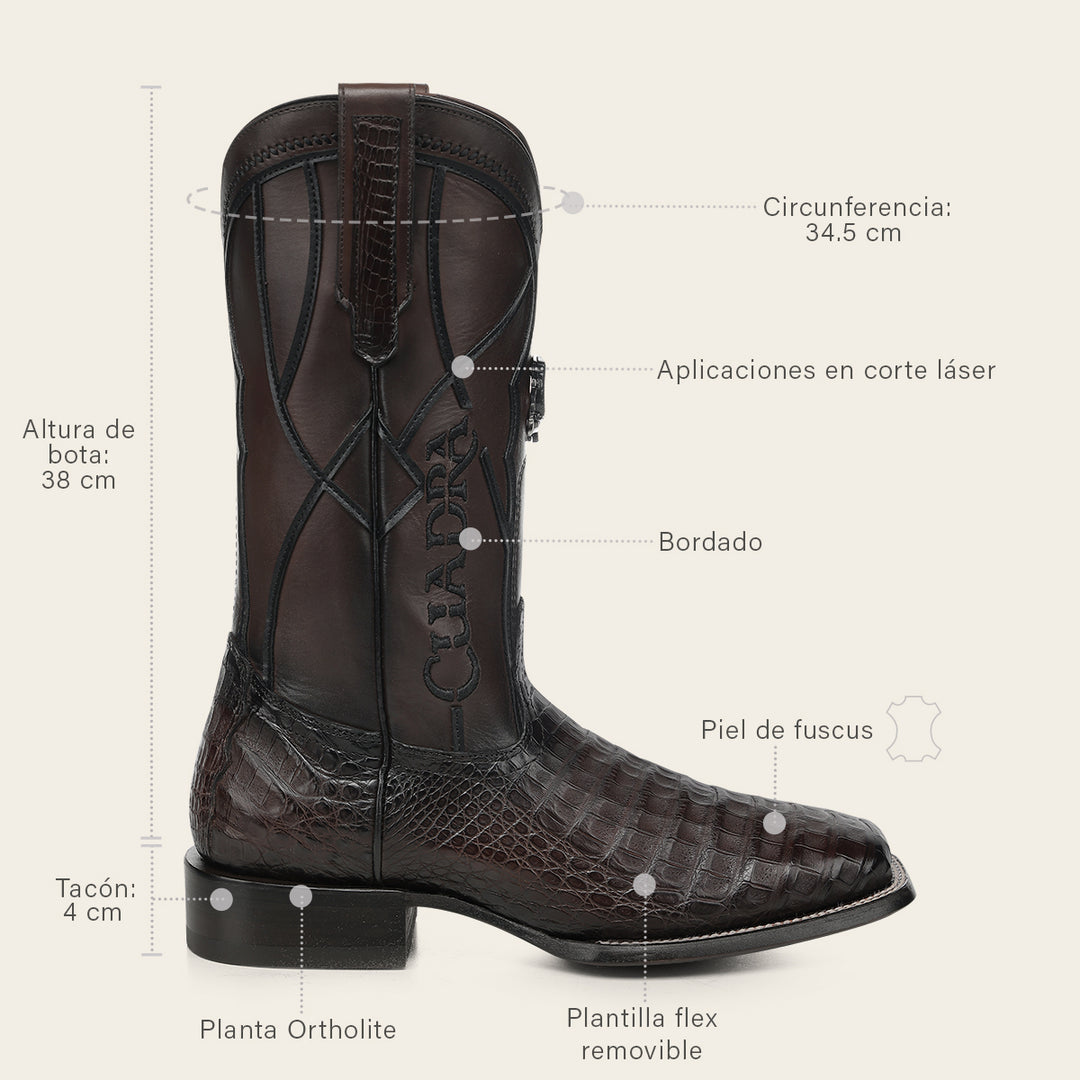 Bota de rodeo en piel genuina de fuscus para caballero