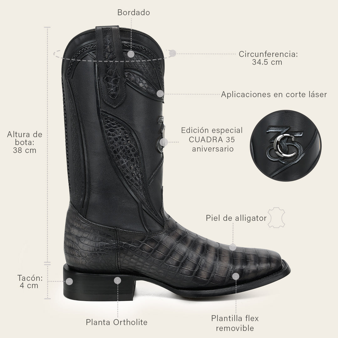 "Edición limitada 35 aniversario" en piel genuina de alligator para caballero