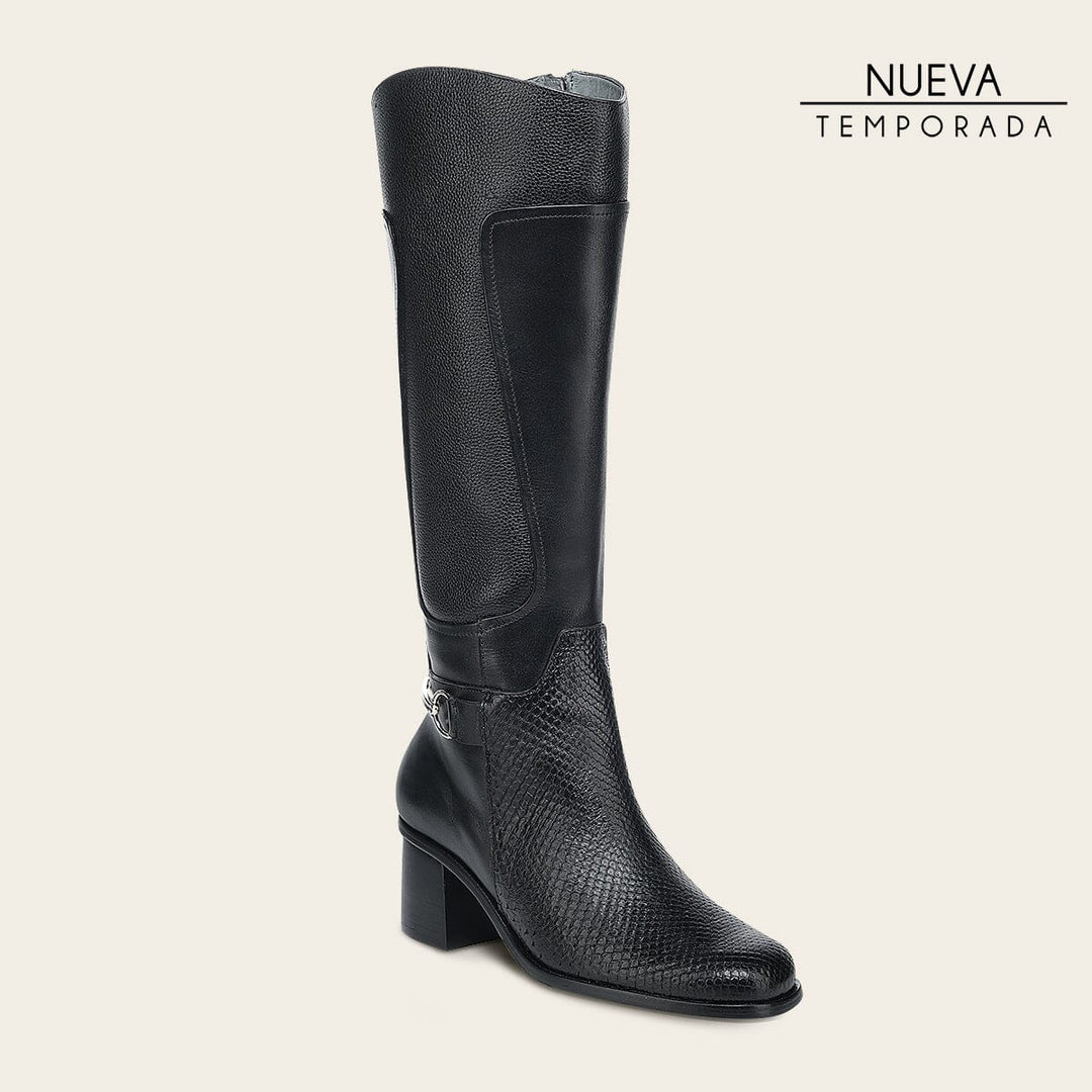 Bota de vestir en piel genuina de pitón para dama Botas y Botines 