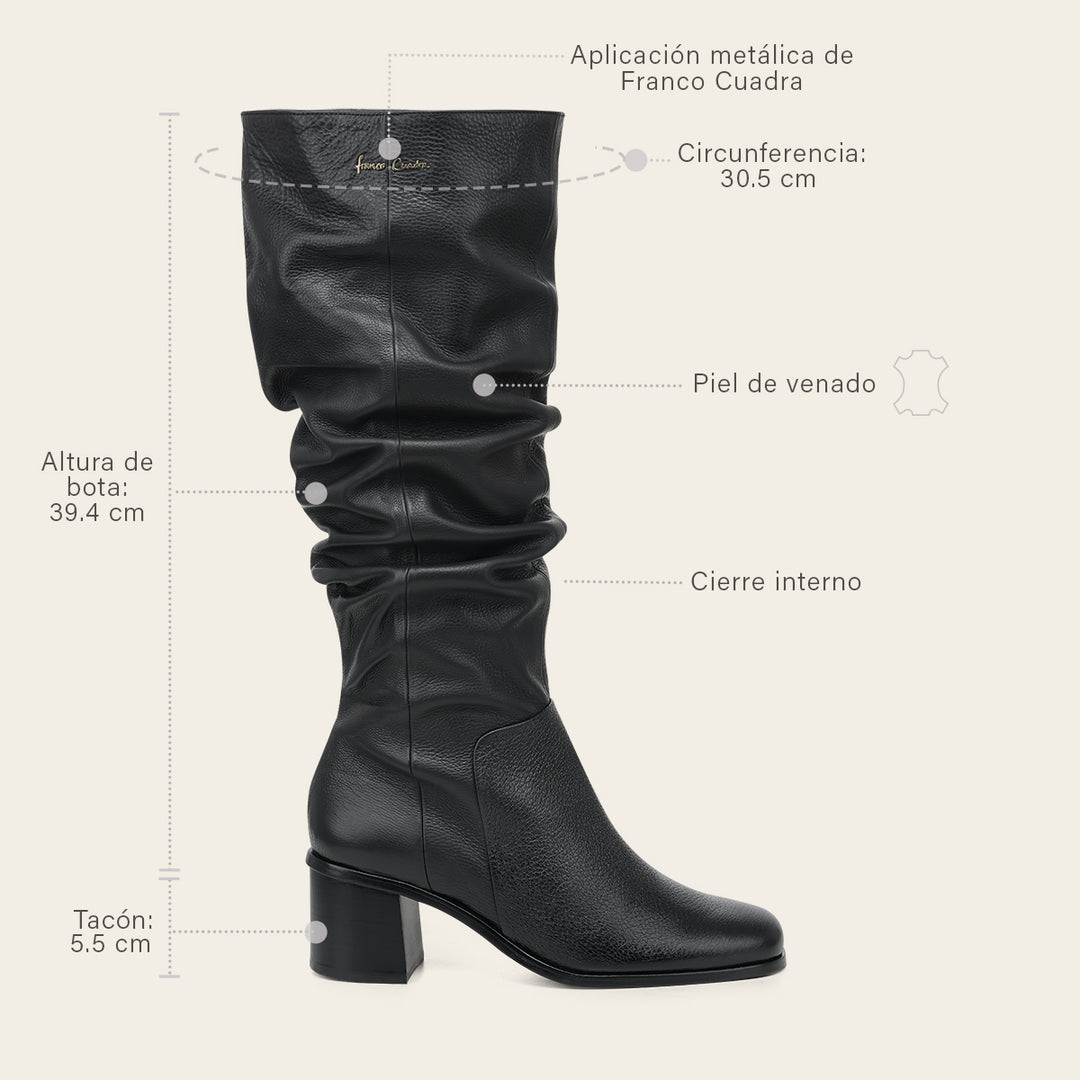 "Bota alta de vestir en piel genuina de venado para dama "