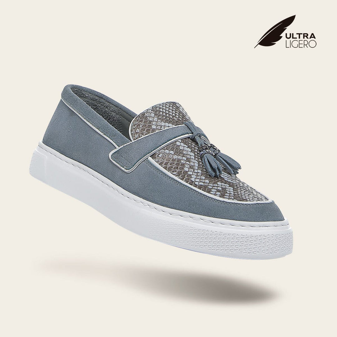 Mocasín en piel genuina de pitón para dama Zapatos 