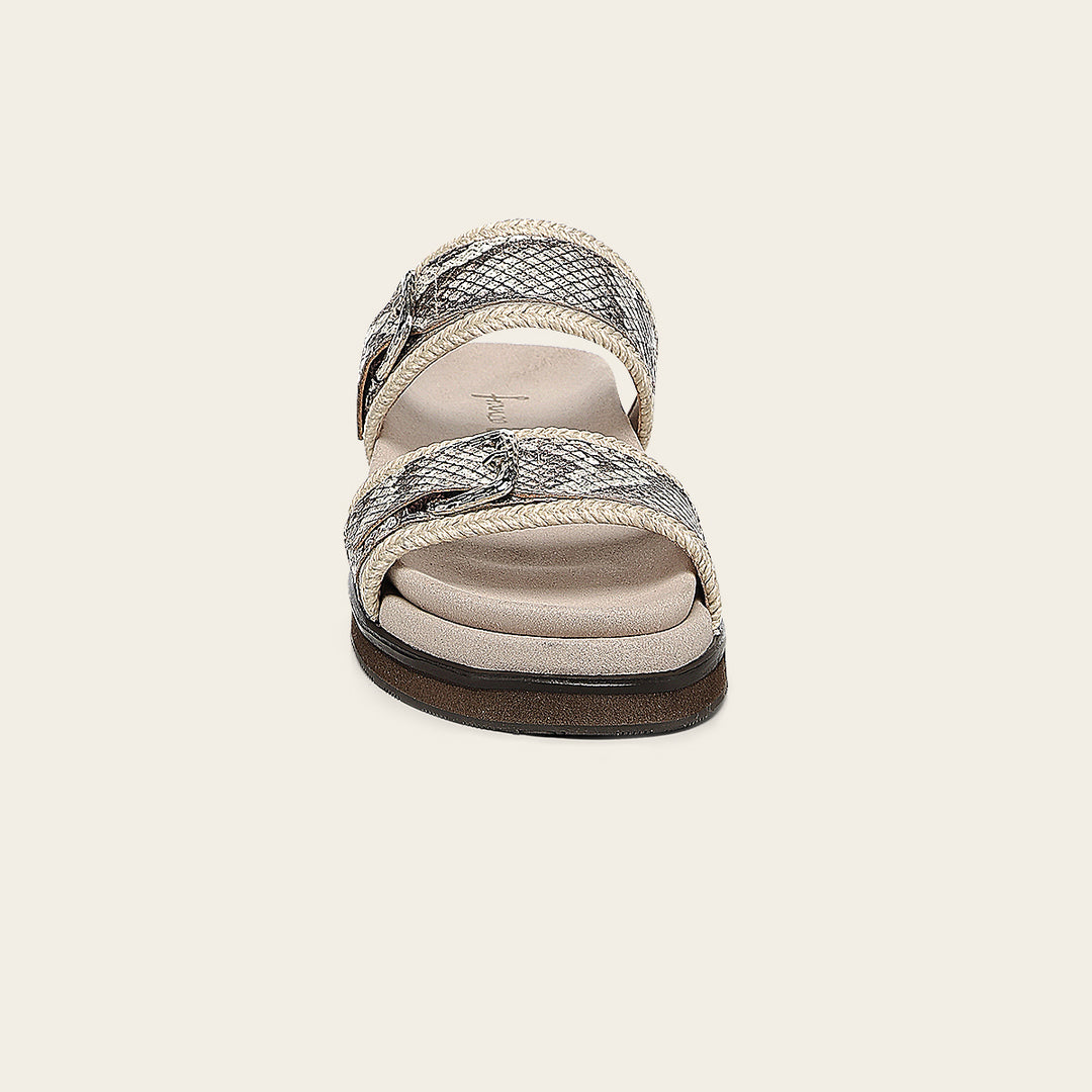 Sandalia en piel genuina de pitón para dama