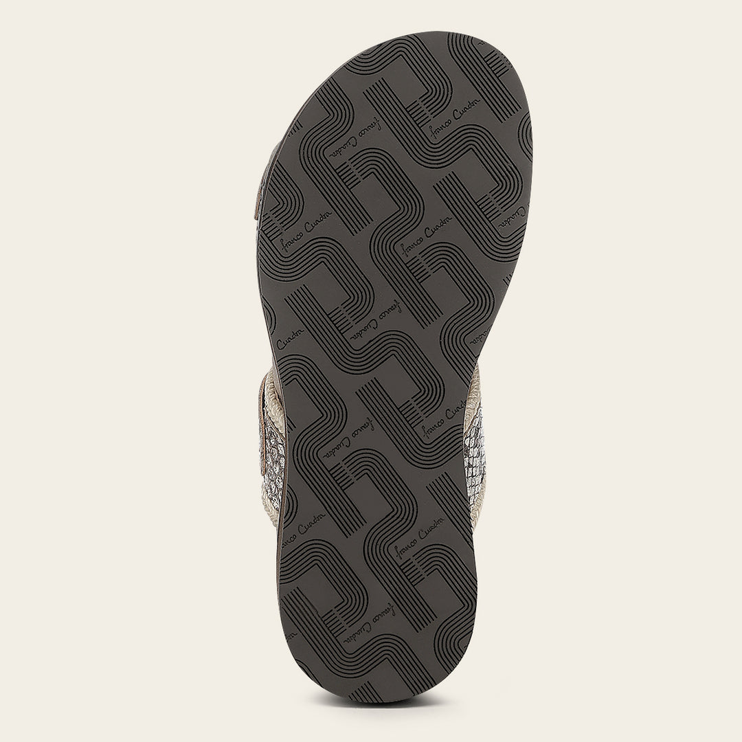 Sandalia en piel genuina de pitón para dama