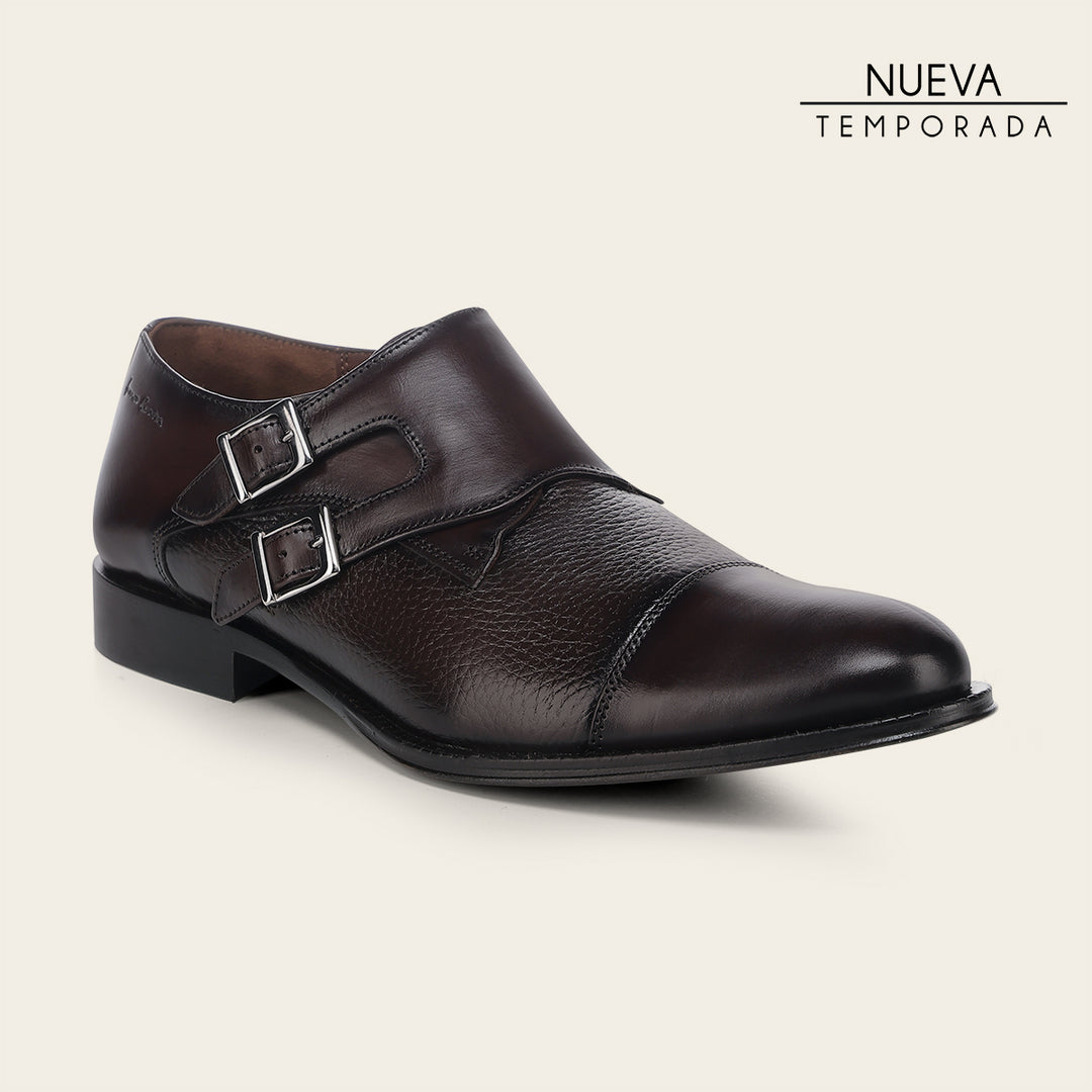 Calzado monkstrap en piel genuina de venado