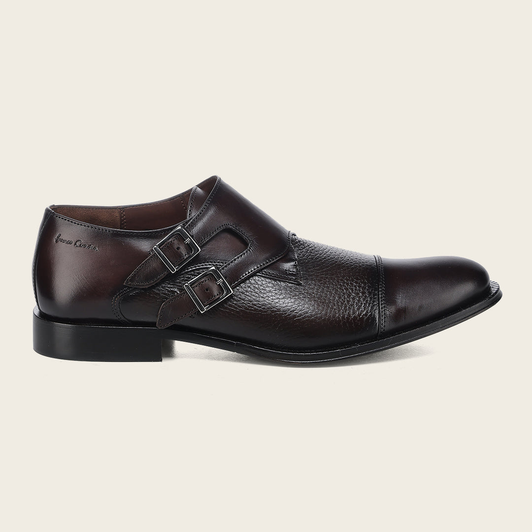 Calzado monkstrap en piel genuina de venado