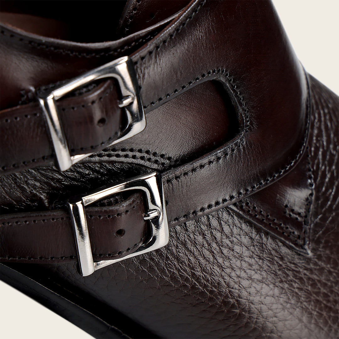 Calzado monkstrap en piel genuina de venado
