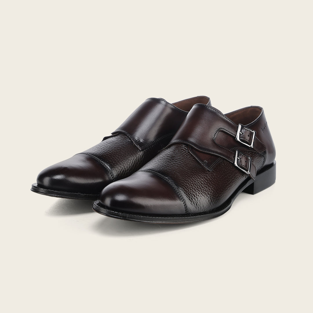 Calzado monkstrap en piel genuina de venado