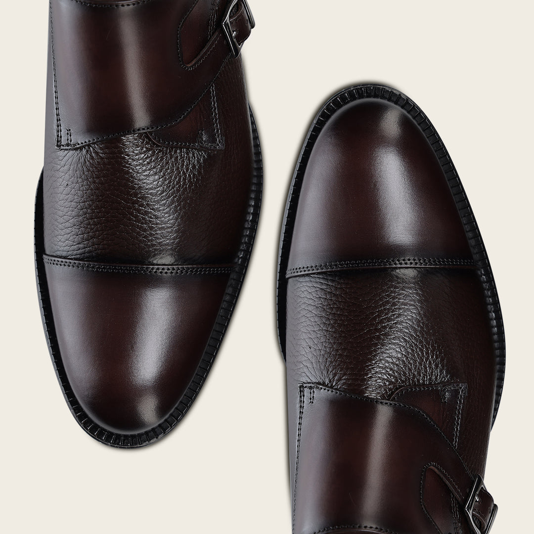 Calzado monkstrap en piel genuina de venado