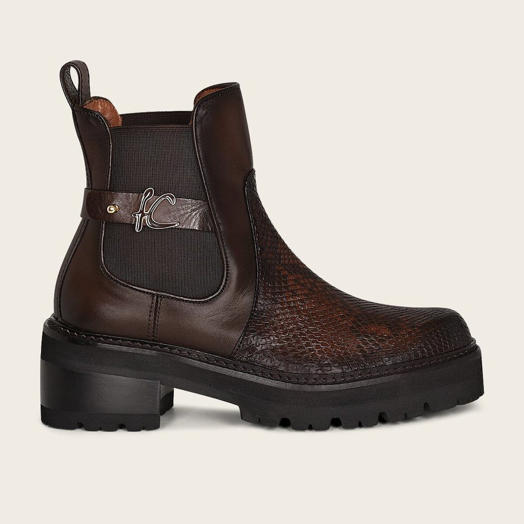 Botín casual en piel genuina de pitón para dama – Cuadra México