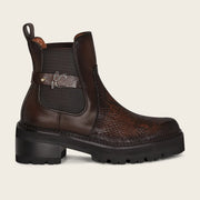 Botín casual en piel genuina de pitón para dama Botas y Botines 