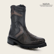 Bota biker en piel genuina de pitón para caballero Botas y Botines 