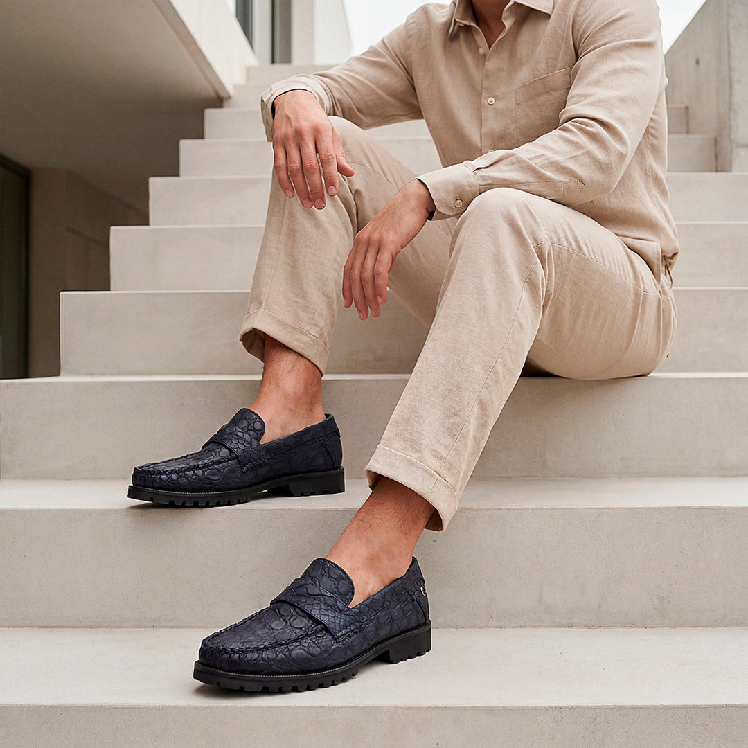 Loafer en piel de caimán para caballero