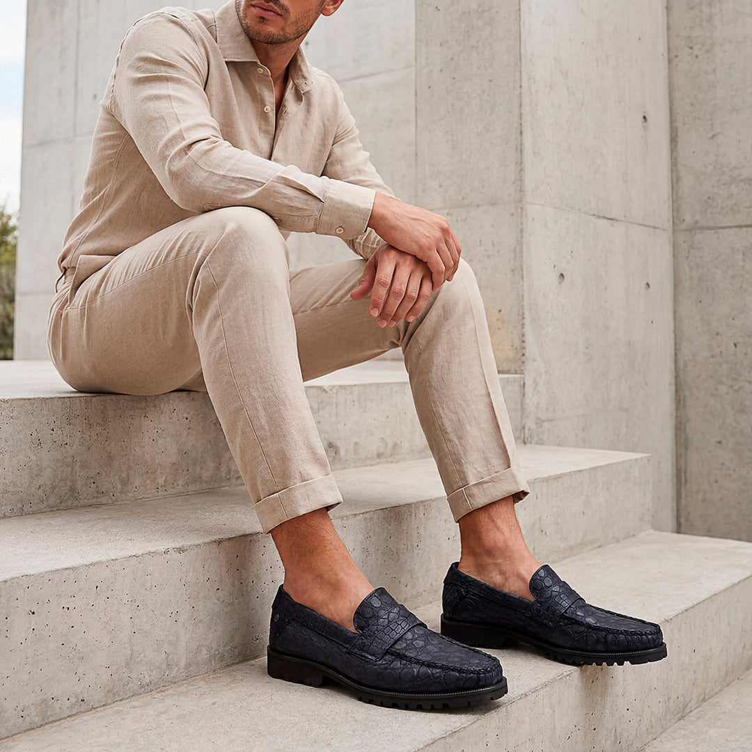 Loafer en piel de caimán para caballero