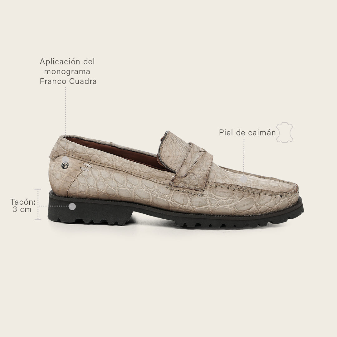Loafer en piel de caimán para caballero