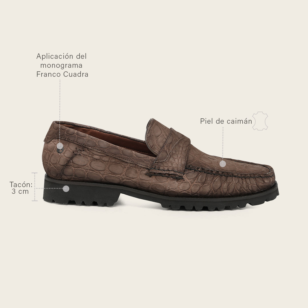 Loafer en piel de caimán para caballero
