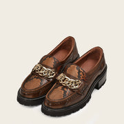 Mocasín en Piel Genuina de Pitón Zapatos 