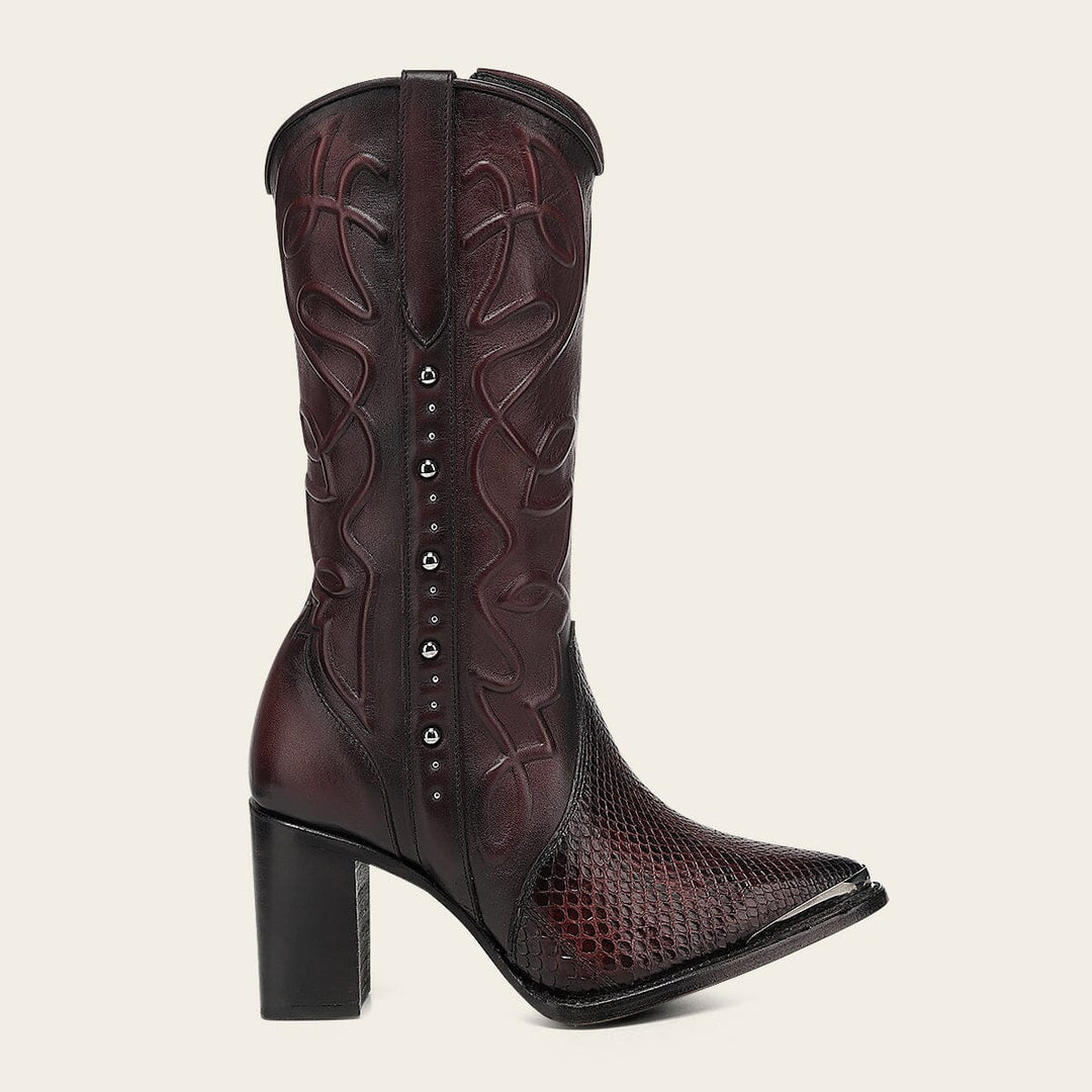 Bota casual en piel genuina de pitón para dama Botas y Botines 