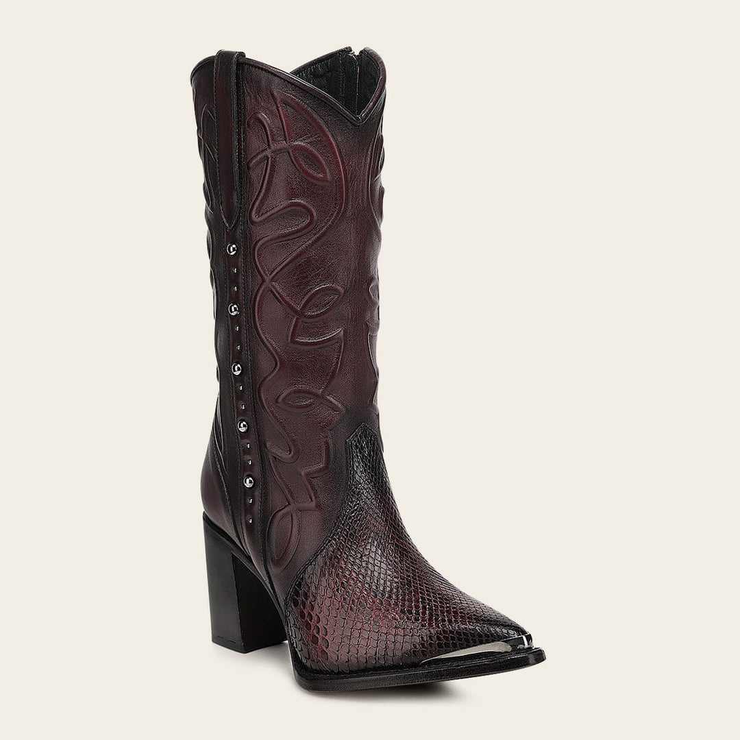 Bota casual en piel genuina de pitón para dama Botas y Botines 