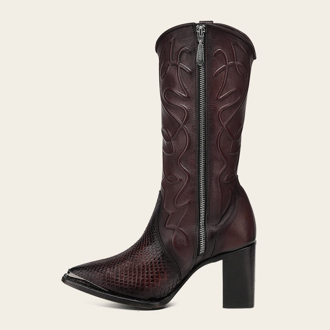 Bota casual en piel genuina de pitón para dama Botas y Botines 