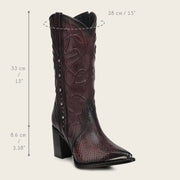 Bota casual en piel genuina de pitón para dama Botas y Botines 