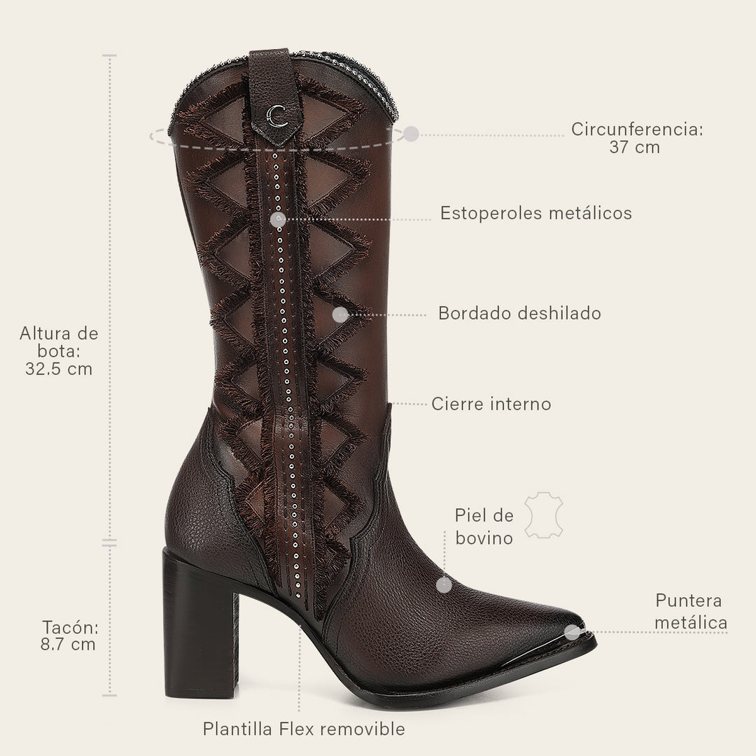 Bota en piel genuina  para dama