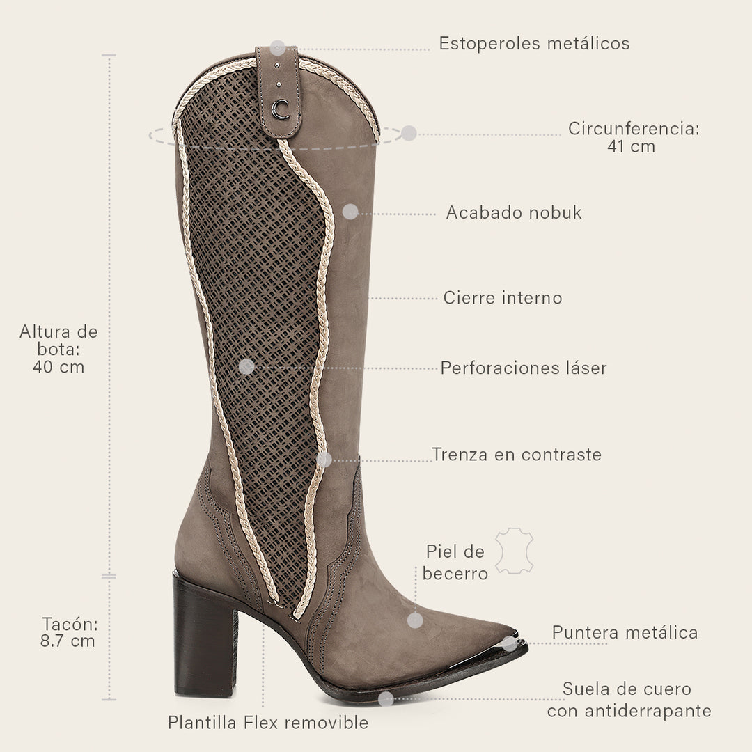 Bota en piel genuina de becerro para dama