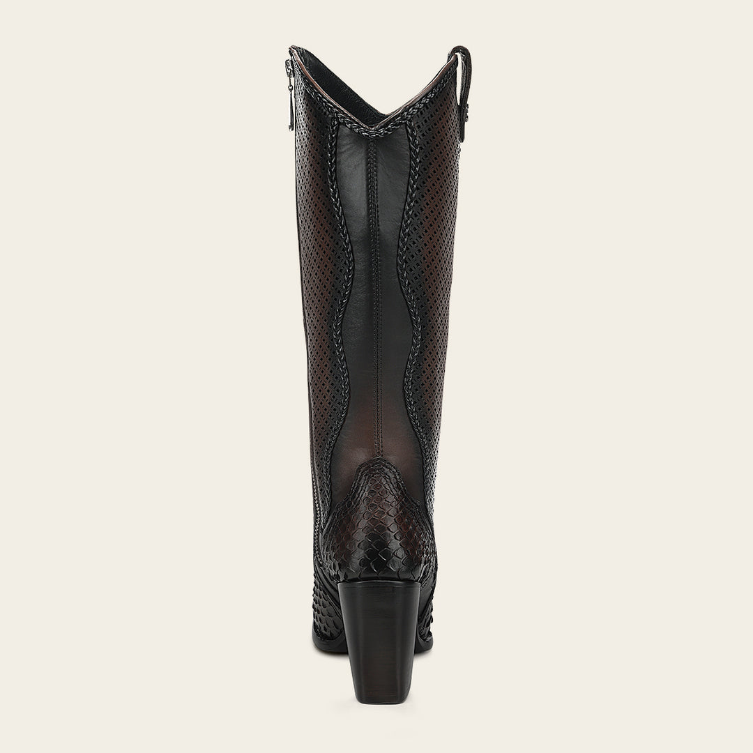 Bota en piel genuina de pitón para dama