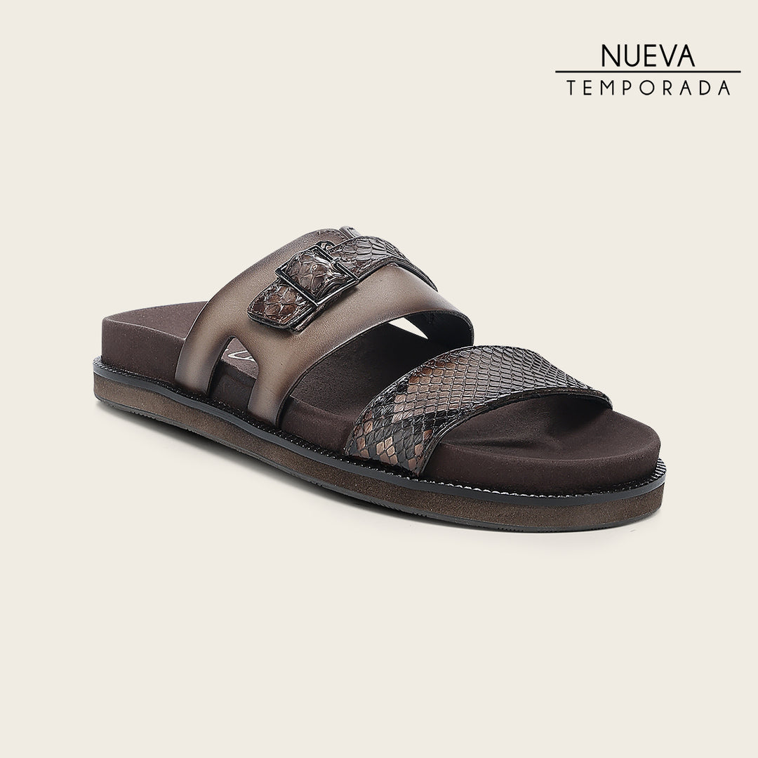 Sandalia en piel genuina de pitón para caballero