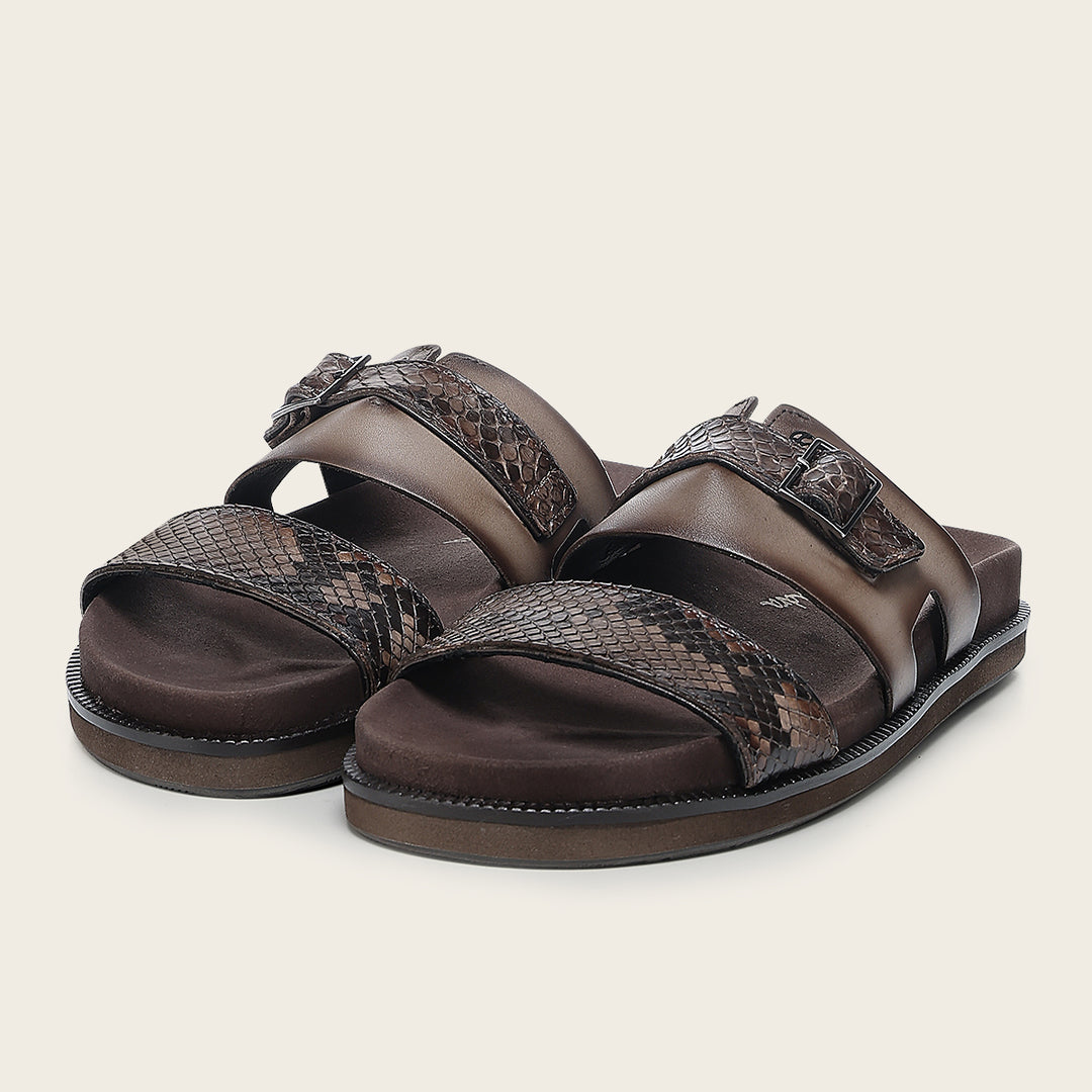Sandalia en piel genuina de pitón para caballero