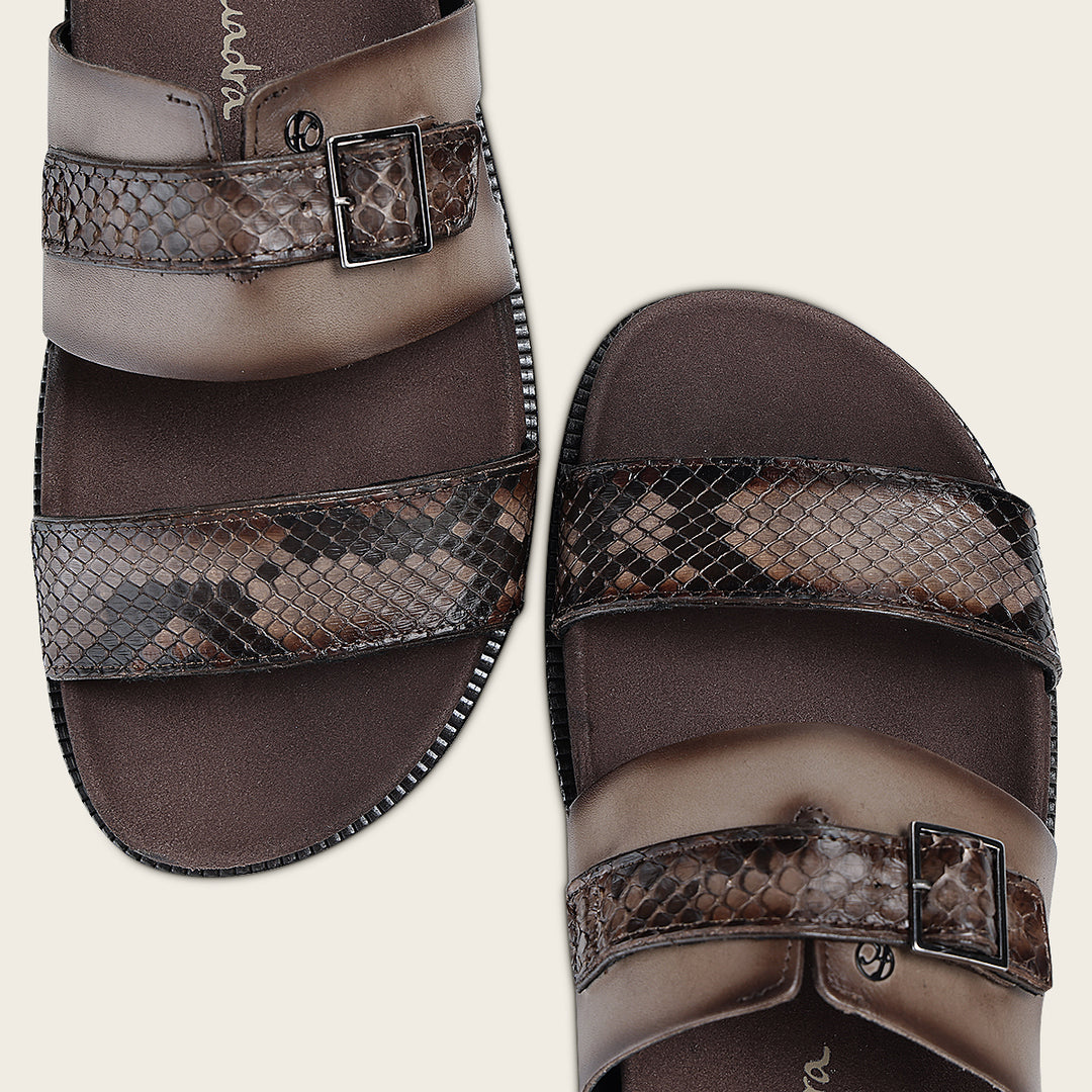 Sandalia en piel genuina de pitón para caballero