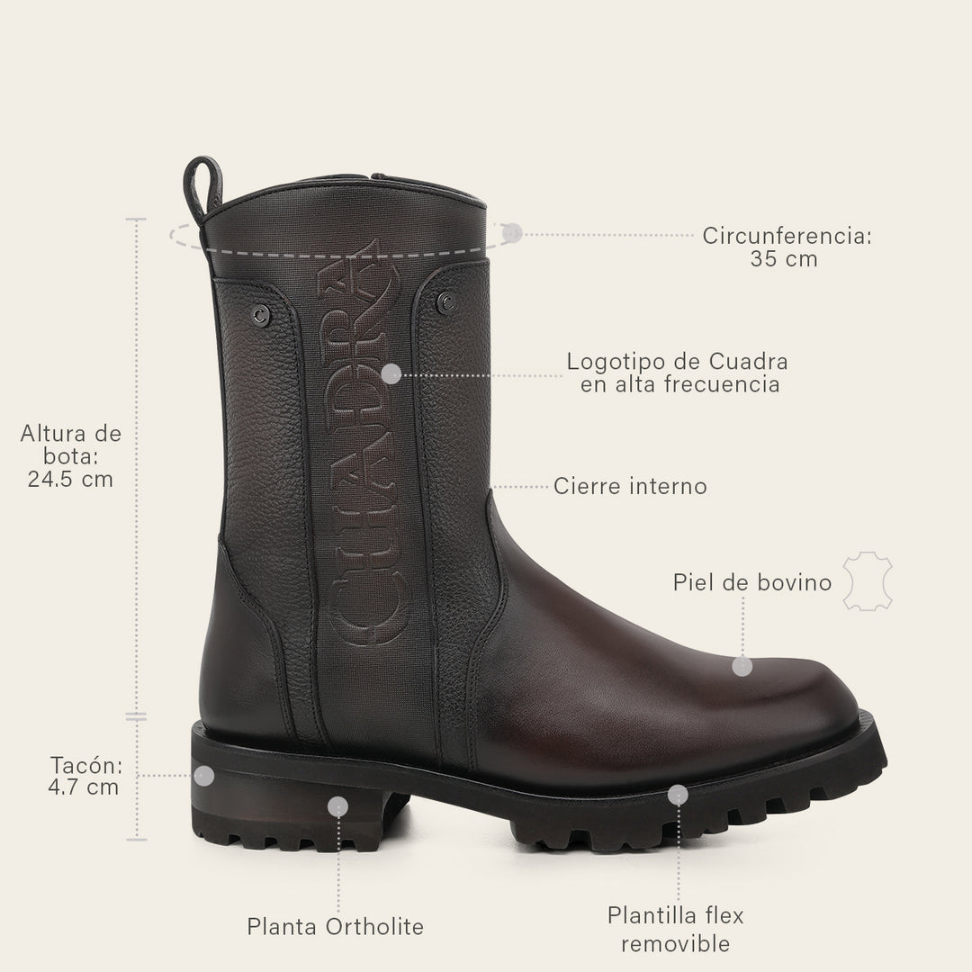 Bota urbana en piel genuina de bovino para caballero