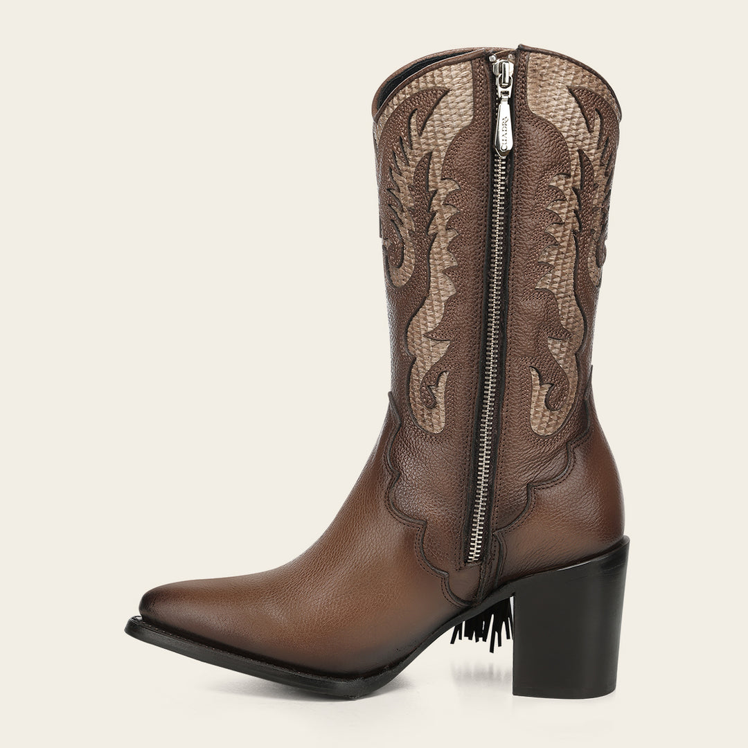 Bota vaquera en piel genuina para dama