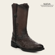 Bota roper en piel genuina de avestruz para caballero