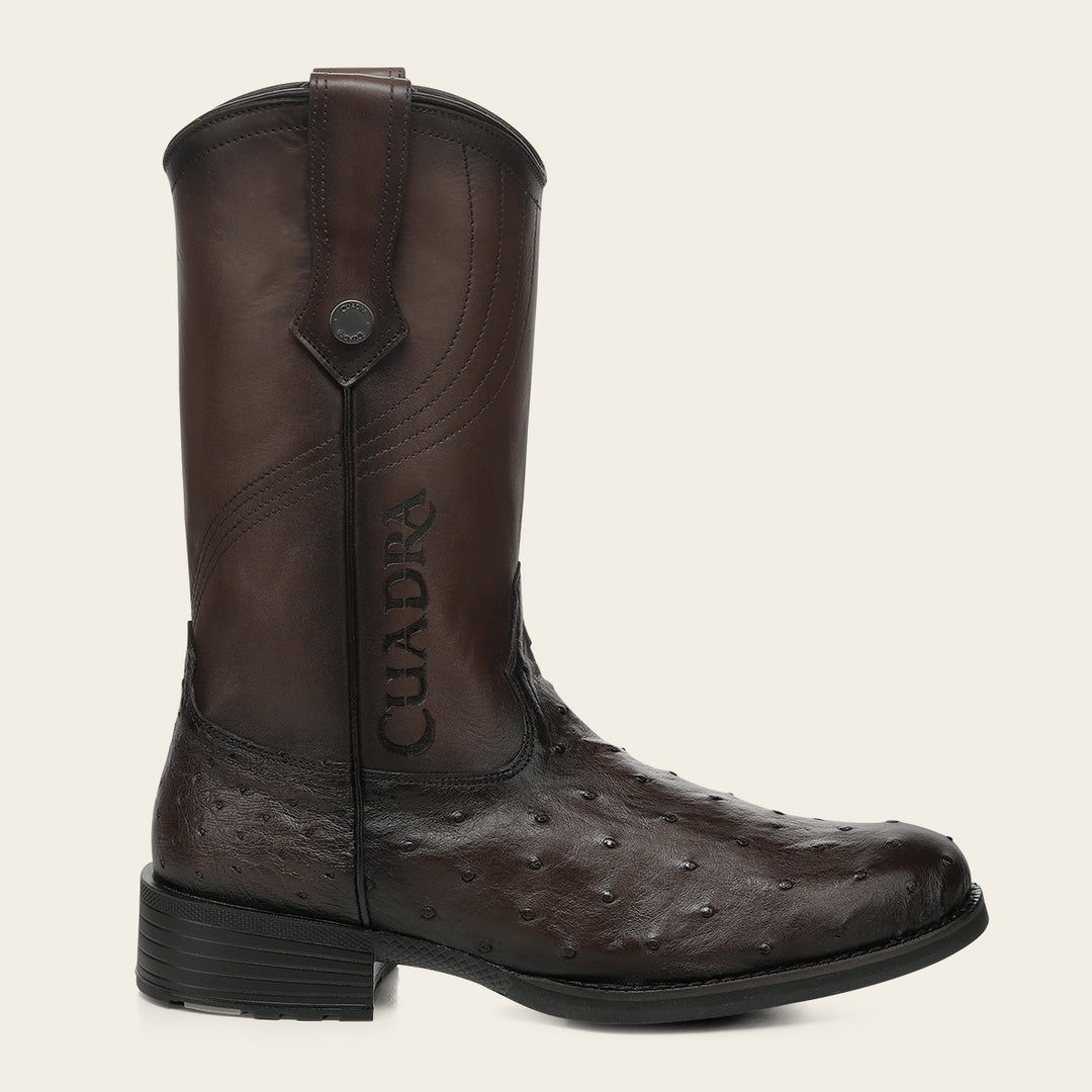 Bota roper en piel genuina de avestruz para caballero