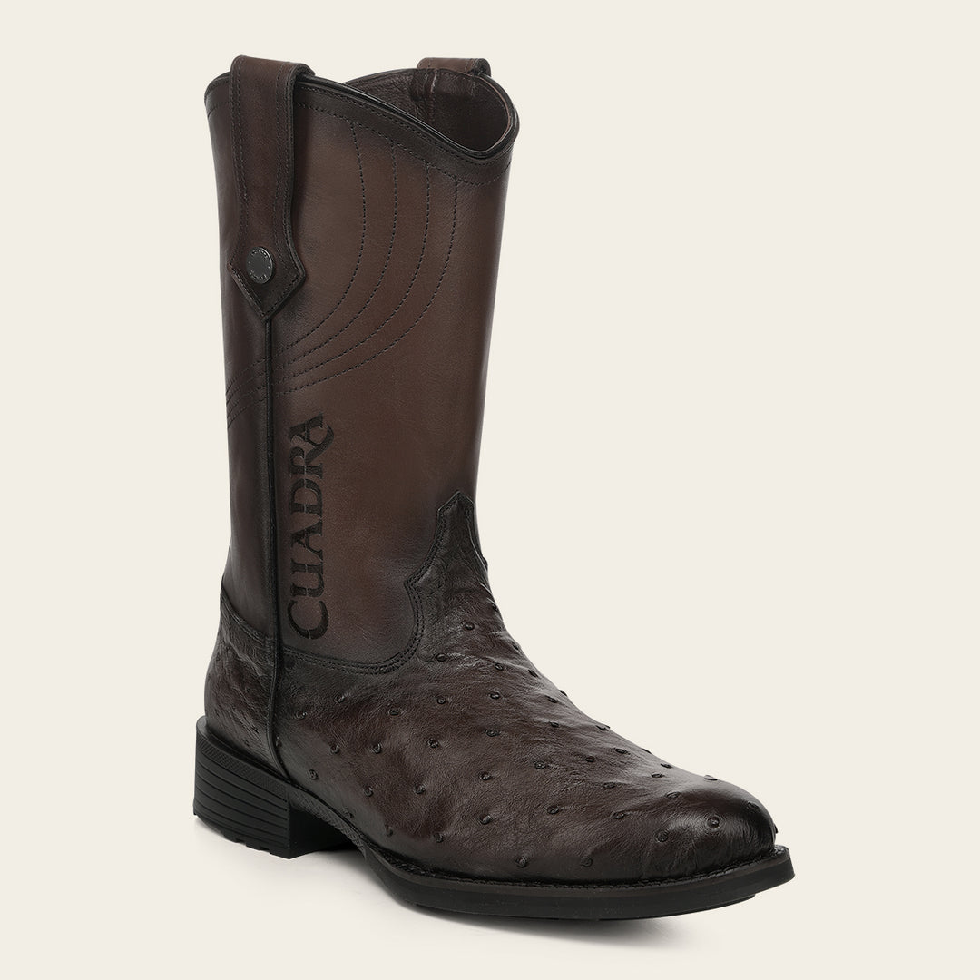 Bota roper en piel genuina de avestruz para caballero