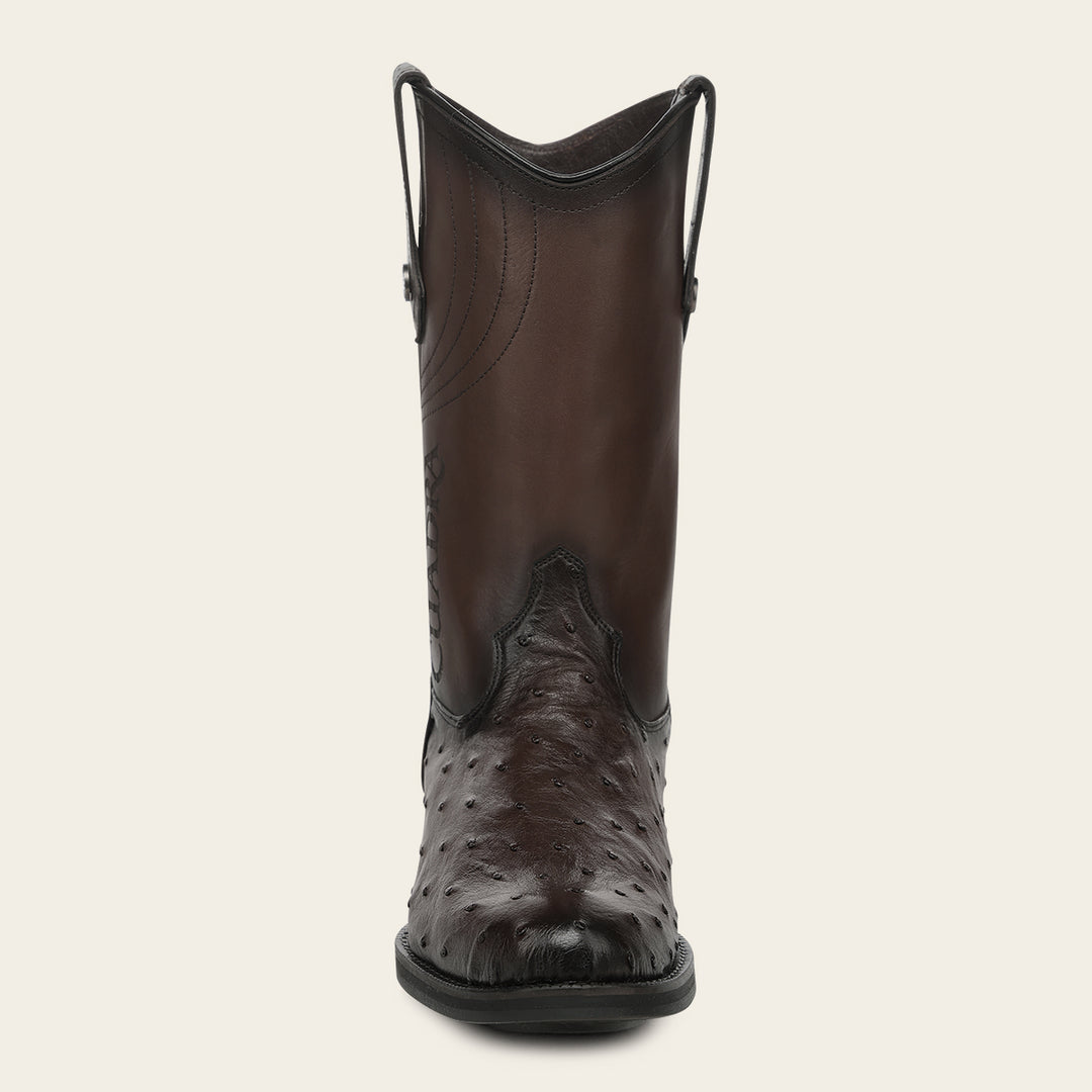 Bota roper en piel genuina de avestruz para caballero