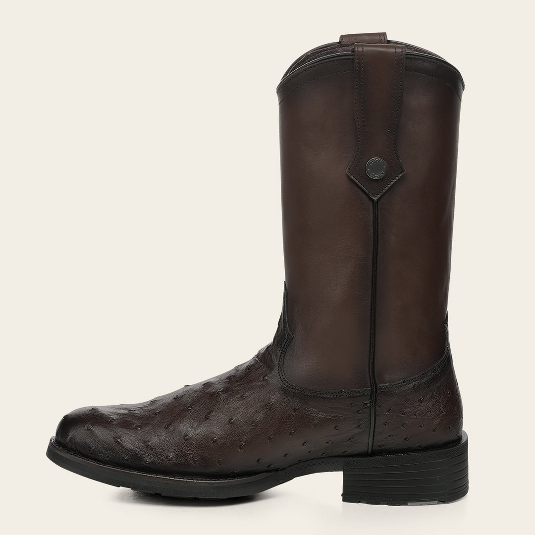 Bota roper en piel genuina de avestruz para caballero