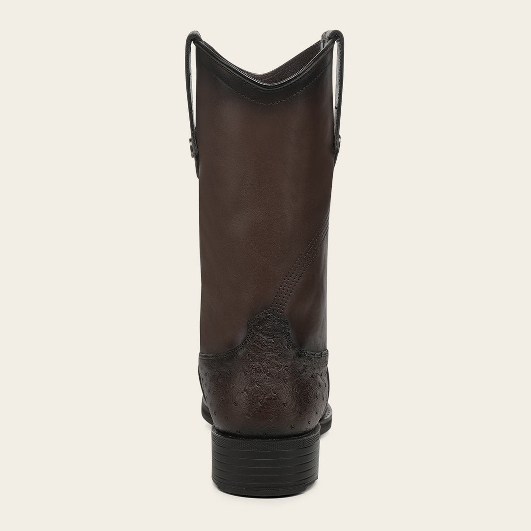 Bota roper en piel genuina de avestruz para caballero