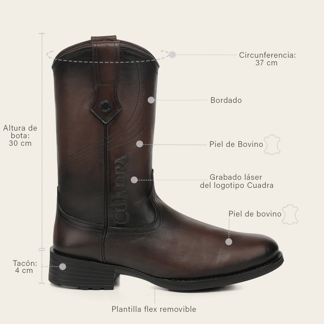 Bota roper en piel genuina para caballero