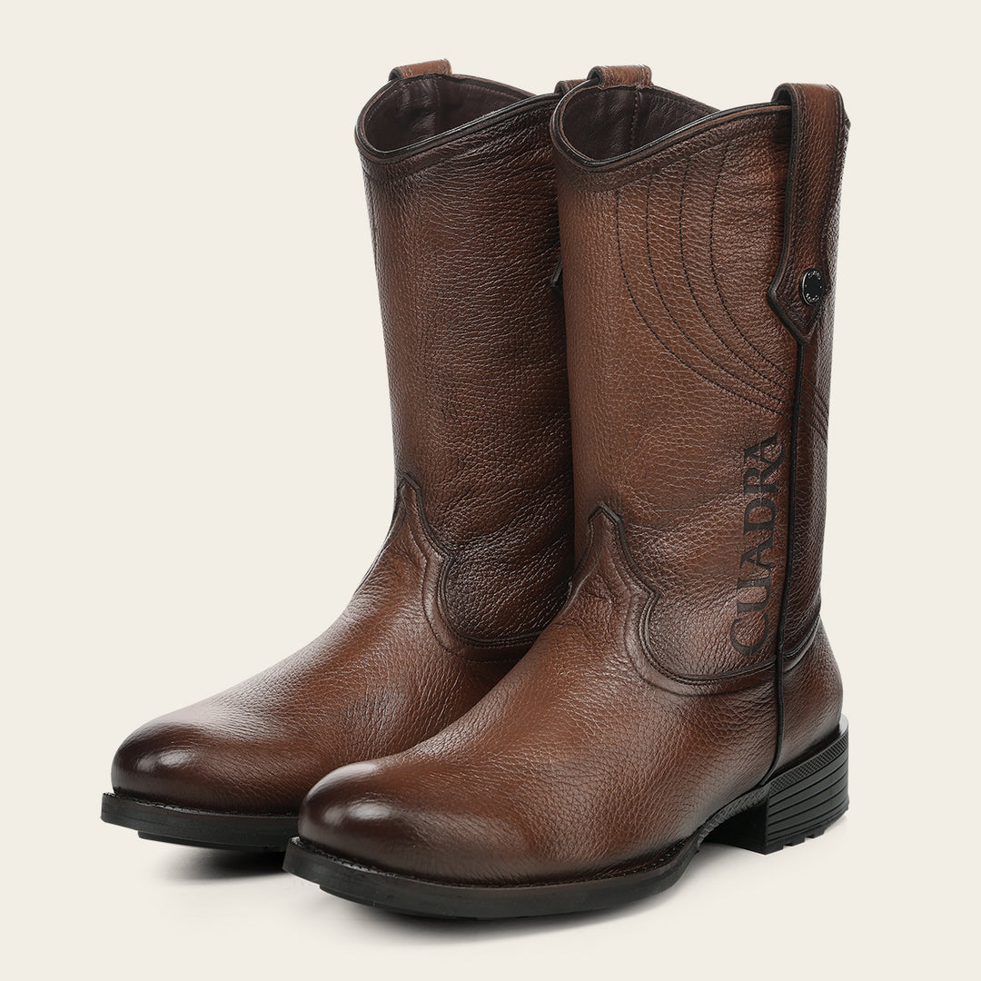 Bota roper en piel genuina de venado para caballero