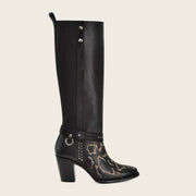 Bota casual en piel genuina de pitón para dama Botas y Botines 