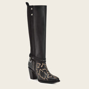Bota casual en piel genuina de pitón para dama Botas y Botines 