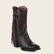 Bota tradicional en piel genuina de pitón para dama Botas y Botines 