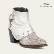 Botín casual en piel genuina de pitón para dama Botas y Botines 